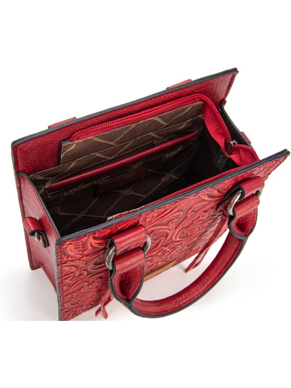 Stylish Embossed Crossbody Purse for Women | Fringe Handbag & Western Mini Tote - Picture 5 of 6